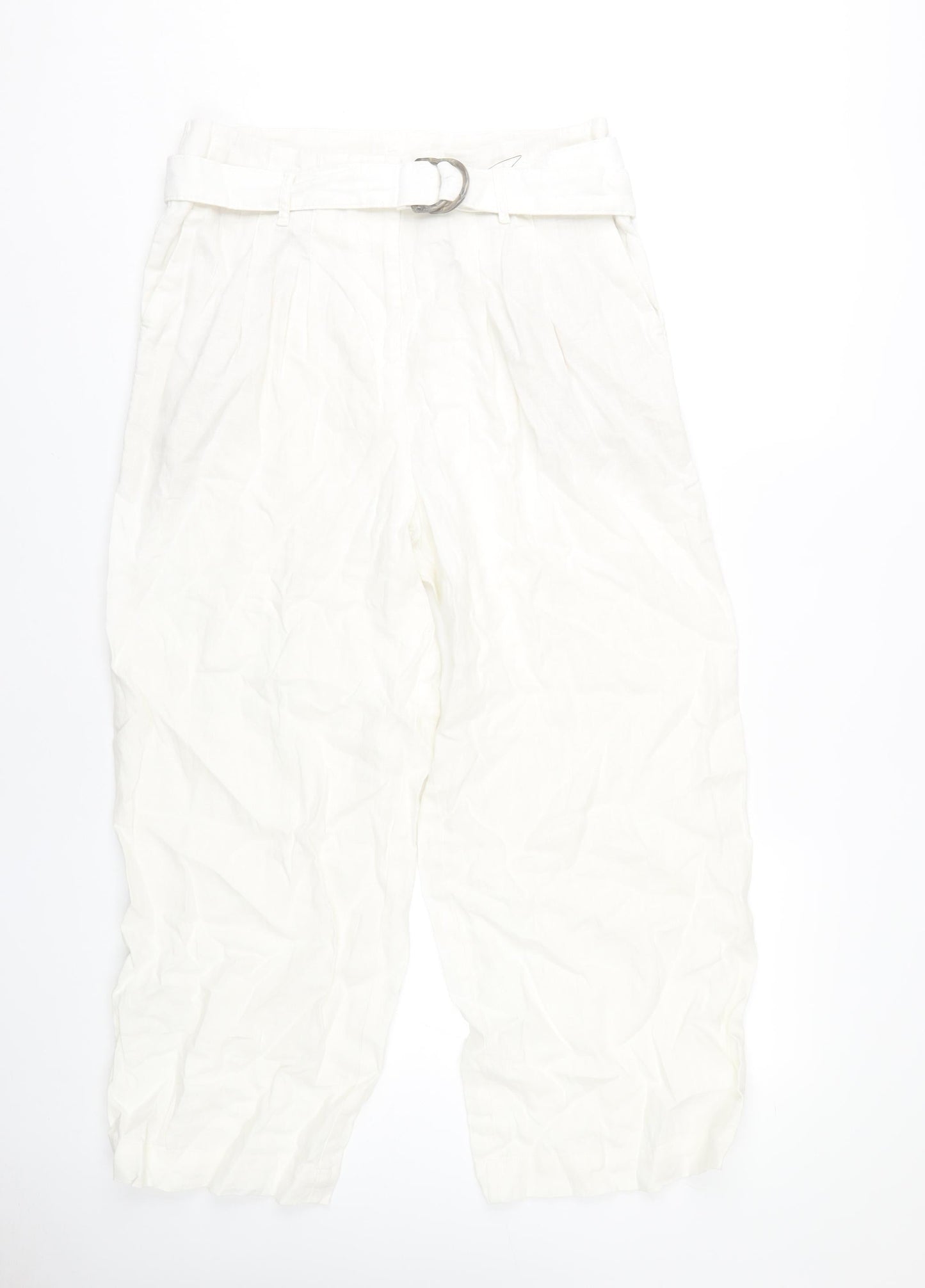 Womens UK Size 14 Marks and Spencer Regular Fit Casual White Trousers
