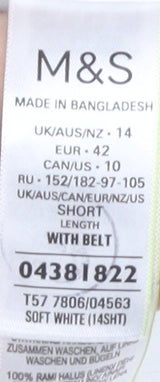 Womens UK Size 14 Marks and Spencer Regular Fit Casual White Trousers