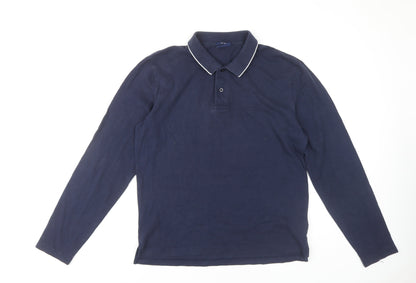 GANT Men's Blue Long Sleeve Polo, Size L