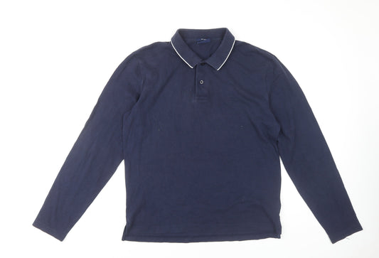 GANT Men's Blue Long Sleeve Polo, Size L