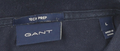 GANT Men's Blue Long Sleeve Polo, Size L