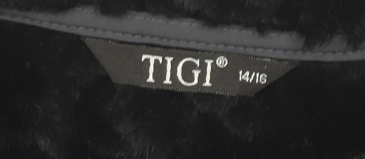 Womens UK Size 14 TIGI Black Quilted Coat