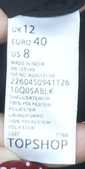 Topshop Women's Black Embroidered Playsuit Size 12