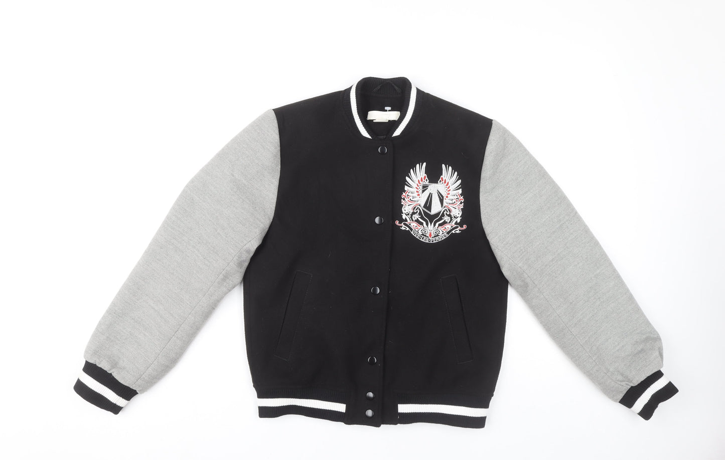 Womens UK Size 4 H&M Black Varsity Jacket