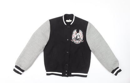 Womens UK Size 4 H&M Black Varsity Jacket