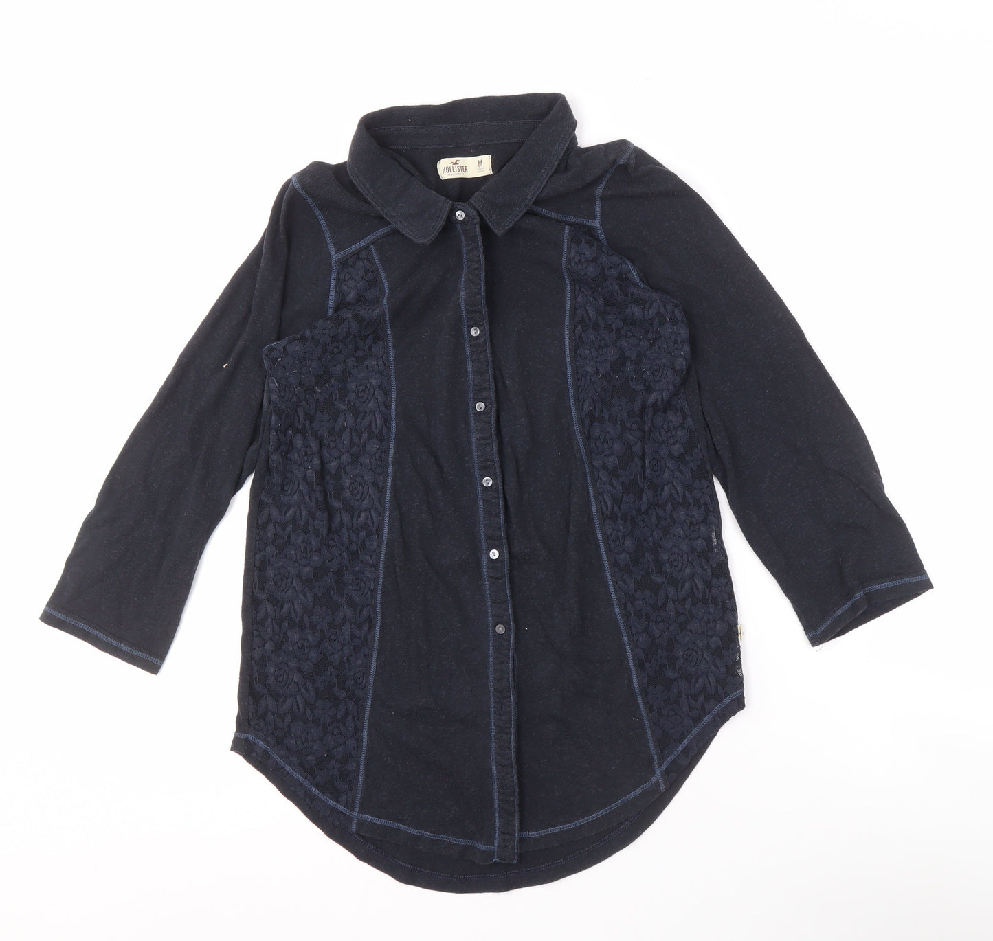 Womens UK Size M Hollister Black  Button-Up