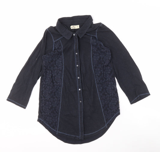 Womens UK Size M Hollister Black  Button-Up