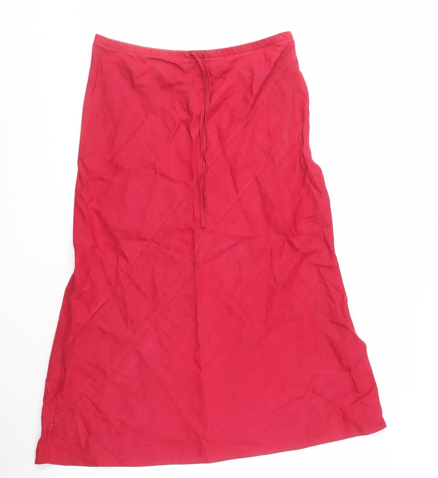 Marks and Spencer Women's Red Long Linen Skirt Size 14
