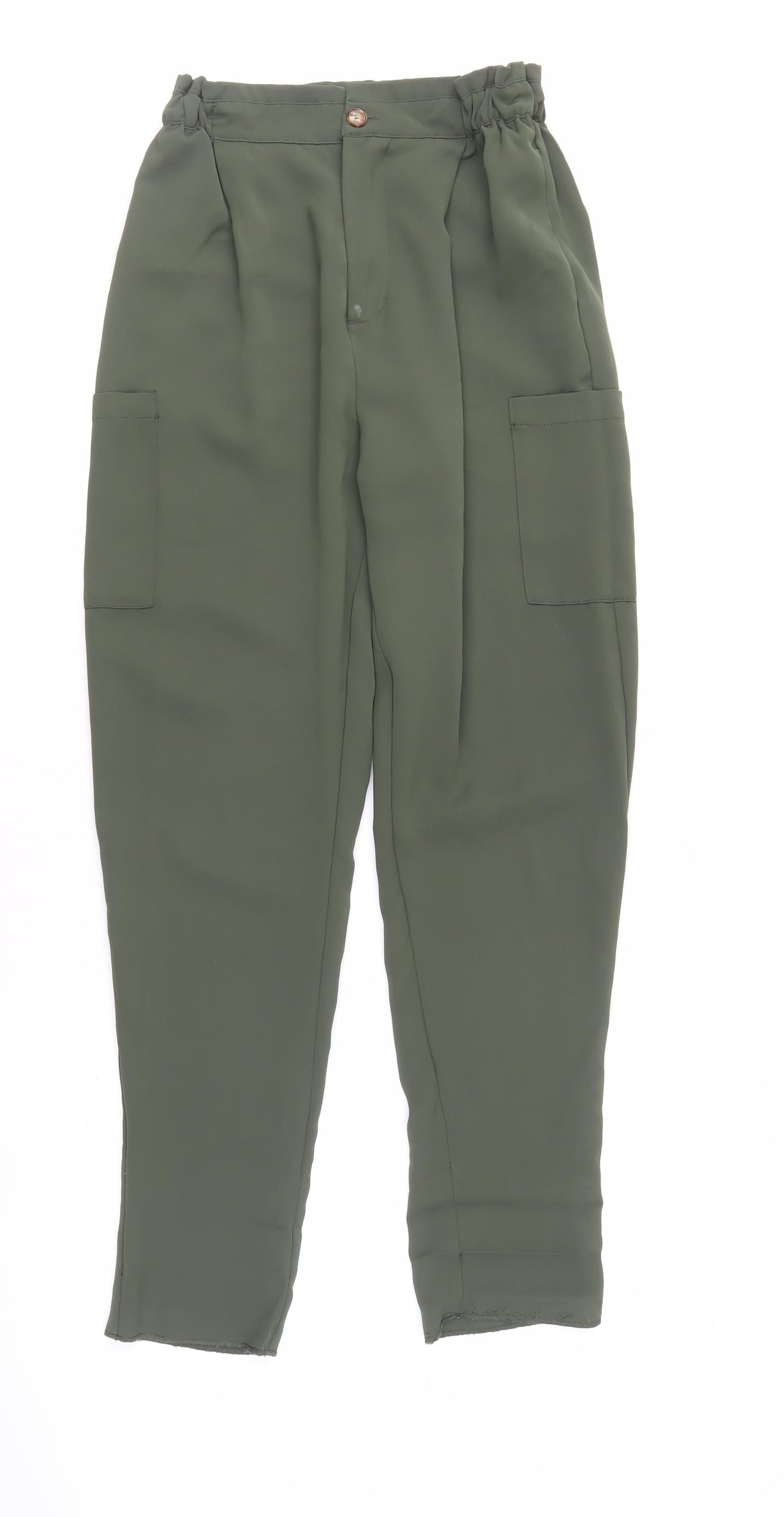 Womens UK Size 10 Zara Regular Fit Cargo Green Trousers