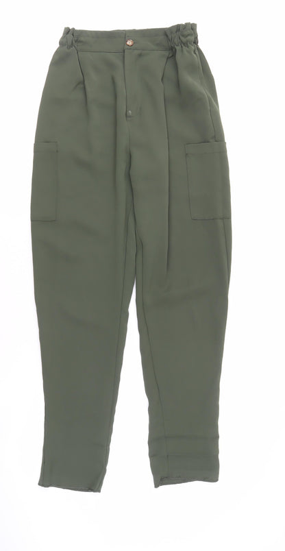 Womens UK Size 10 Zara Regular Fit Cargo Green Trousers