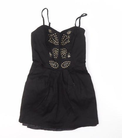 VILA Women's Black Studded Short Dress - Size S