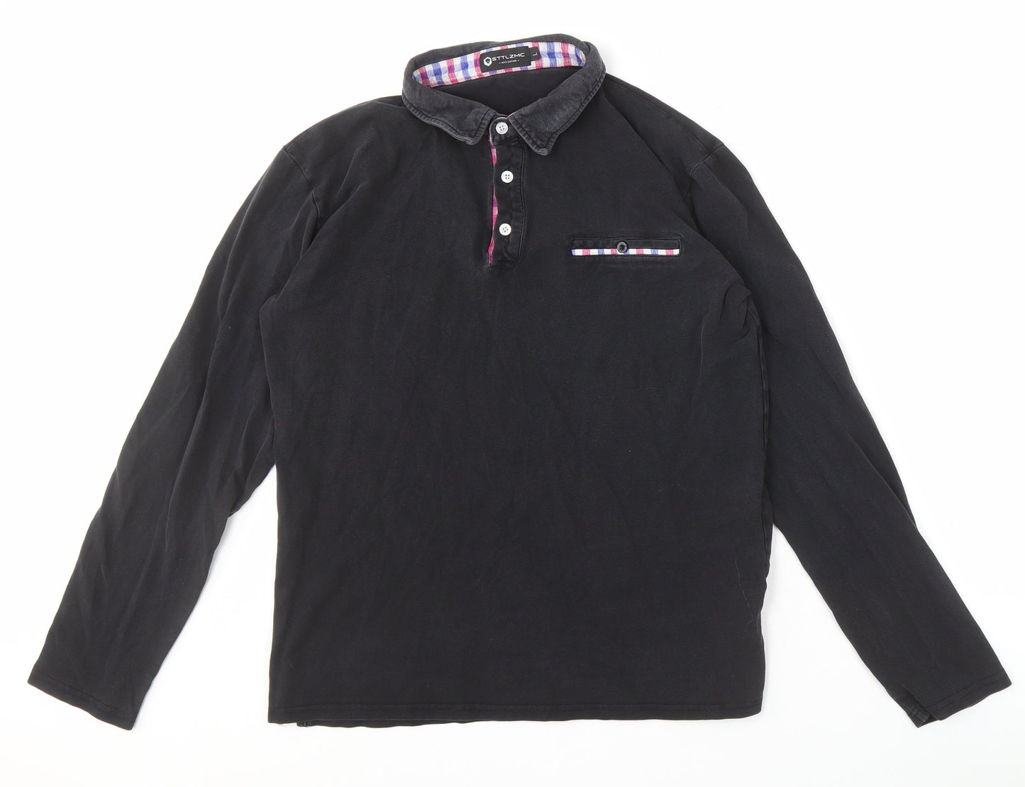 STTLZMC Men's Black Casual Long Sleeve Shirt L
