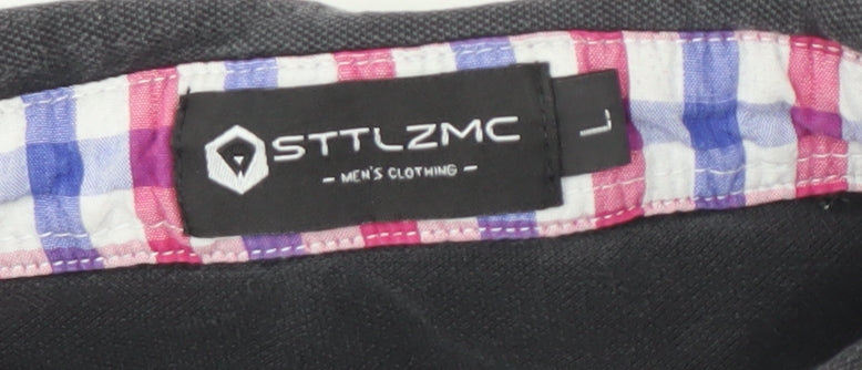 STTLZMC Men's Black Casual Long Sleeve Shirt L