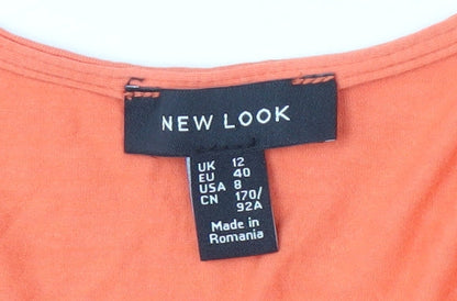 New Look Women's Orange Button-Up Short Sleeve Top