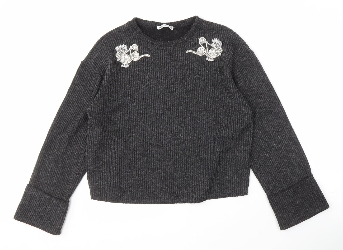 Womens UK Size M Zara Grey Pullover Jumper