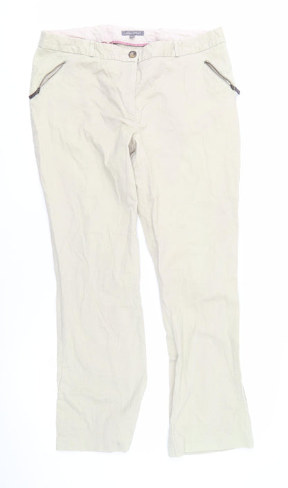 Laura Ashley Women's Beige Cotton Trousers Size 18