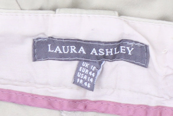 Laura Ashley Women's Beige Cotton Trousers Size 18