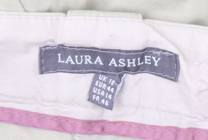 Laura Ashley Women's Beige Cotton Trousers Size 18