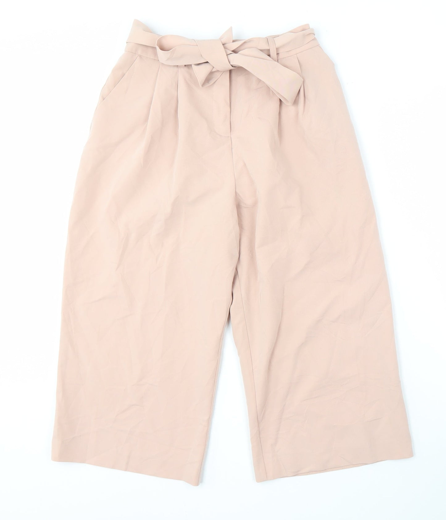 Womens UK Size 8 ASOS Regular Fit Wide-Leg Beige Trousers