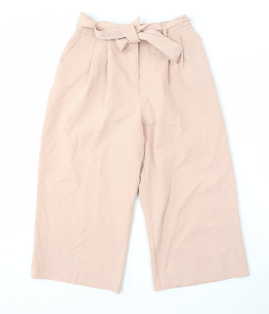 Womens UK Size 8 ASOS Regular Fit Wide-Leg Beige Trousers