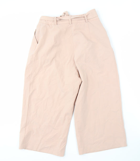 Womens UK Size 8 ASOS Regular Fit Wide-Leg Beige Trousers