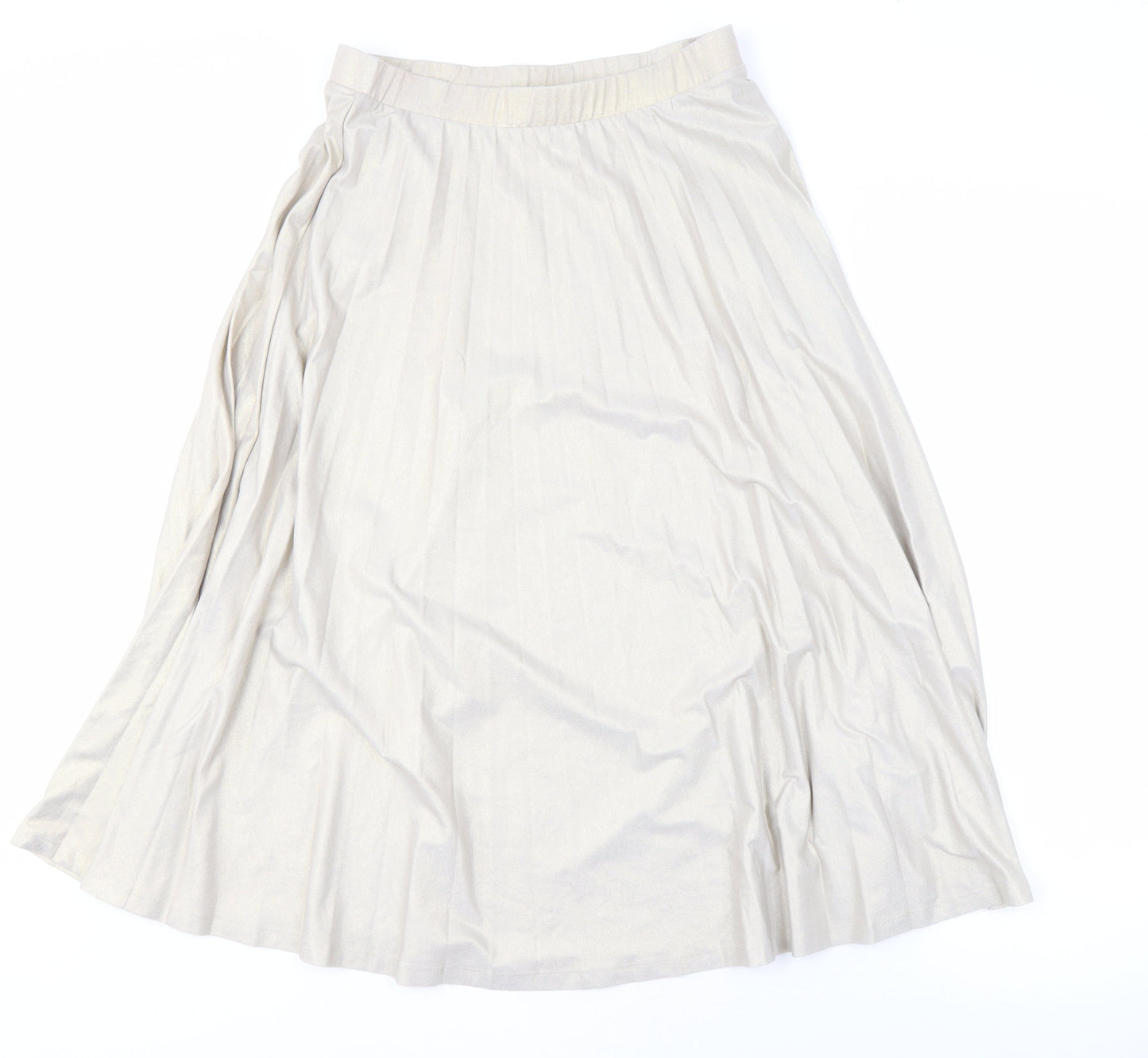 Marks and Spencer Women's Gold Pleated Midi Skirt Size 10