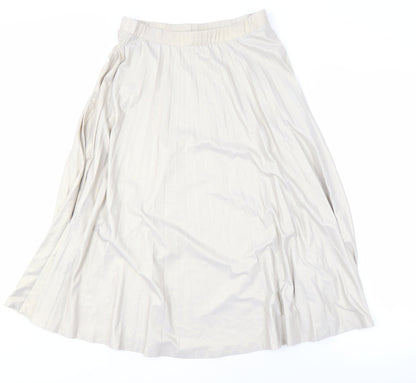 Marks and Spencer Women's Gold Pleated Midi Skirt Size 10