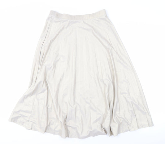 Marks and Spencer Women's Gold Pleated Midi Skirt Size 10