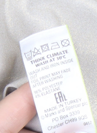 Marks and Spencer Women's Gold Pleated Midi Skirt Size 10