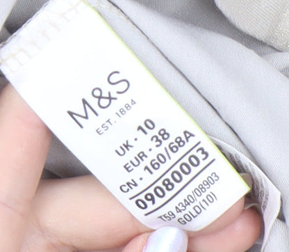 Marks and Spencer Women's Gold Pleated Midi Skirt Size 10