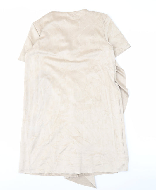 Zara Basic Women Beige XS Midi Dress V-Neck