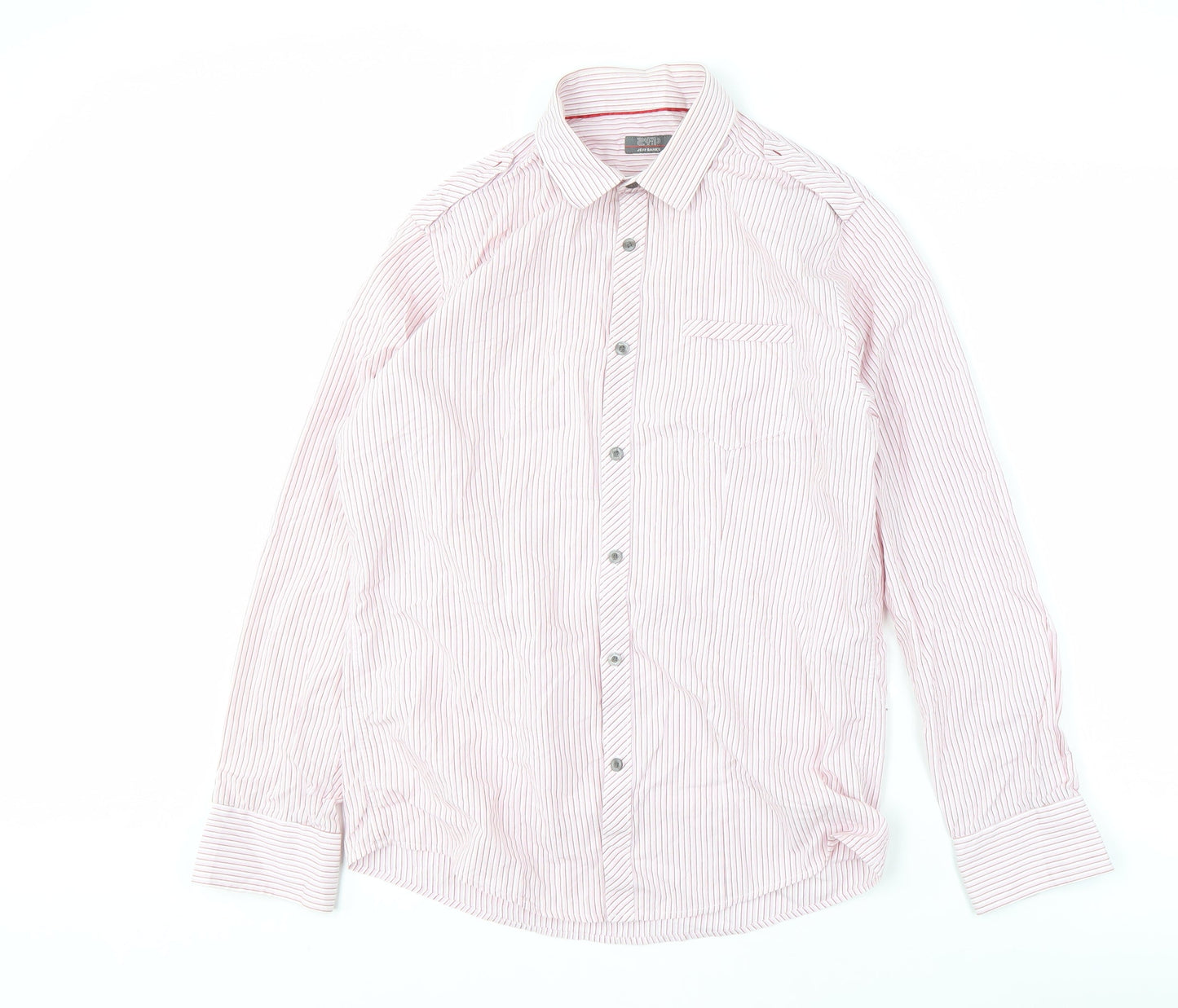 Matalan Men's Pink Striped Button-Up Shirt, Size M