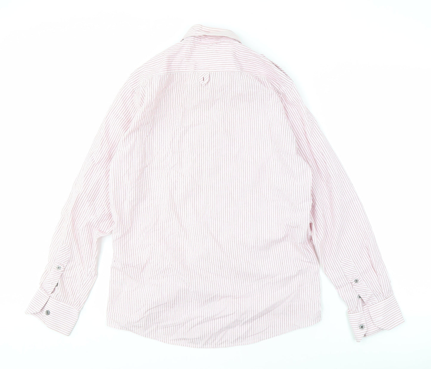 Matalan Men's Pink Striped Button-Up Shirt, Size M