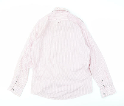Matalan Men's Pink Striped Button-Up Shirt, Size M