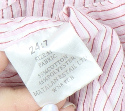 Matalan Men's Pink Striped Button-Up Shirt, Size M