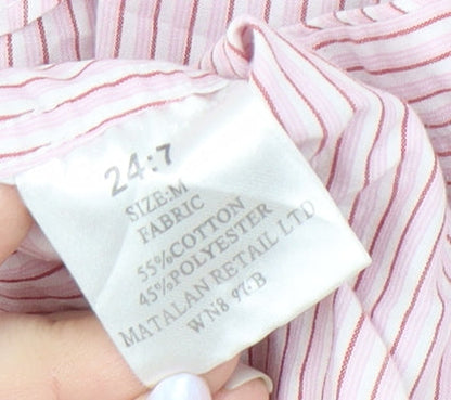 Matalan Men's Pink Striped Button-Up Shirt, Size M