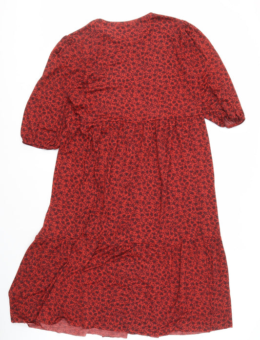 ZARA Women's Red Floral Dress Size L