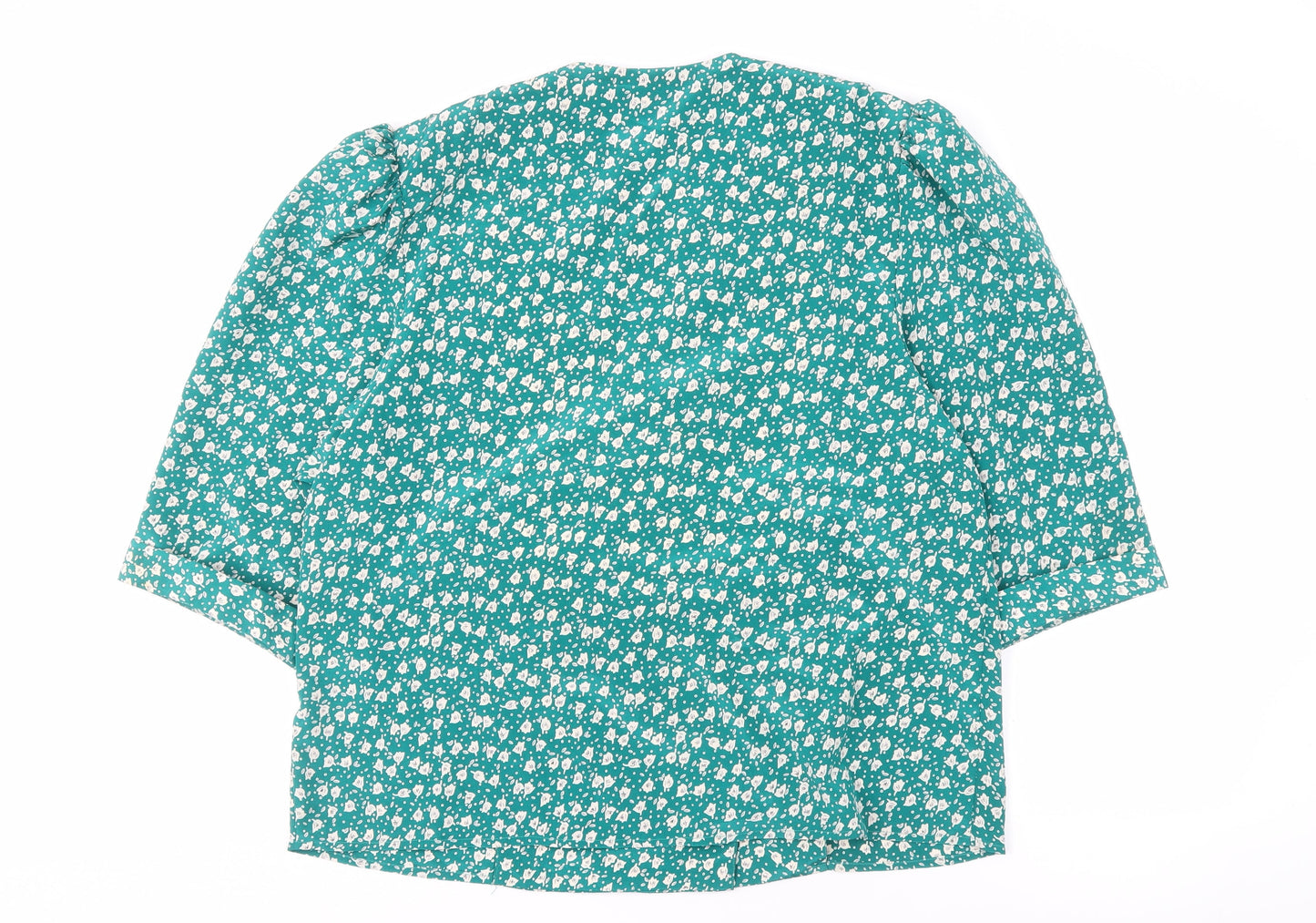 Berkertax Women's Green Floral V-Neck Blouse Size 18
