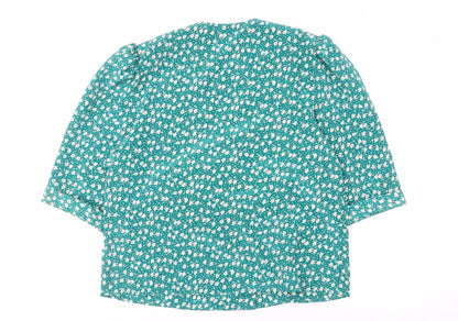 Berkertax Women's Green Floral V-Neck Blouse Size 18