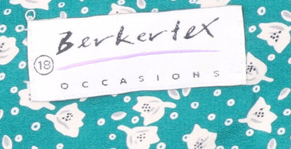 Berkertax Women's Green Floral V-Neck Blouse Size 18