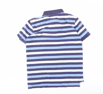 Crew Clothing Co. Men's Blue Striped Polo Shirt S