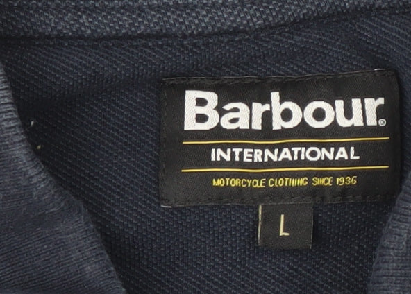 Barbour Men's Black Cotton Polo Shirt , L Short Sleeve