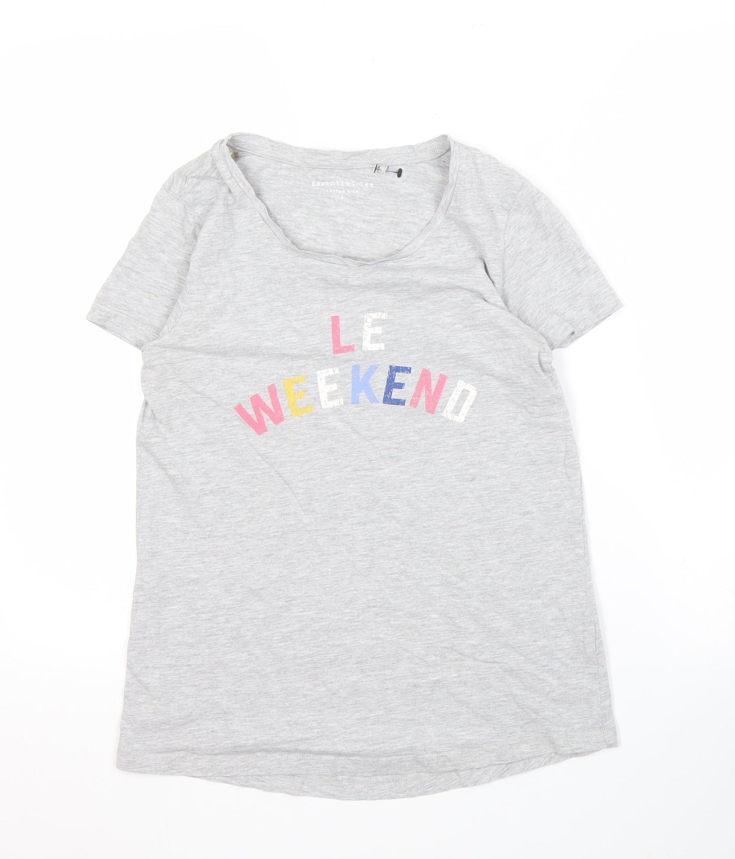 Womens UK Size 8 Principles Grey Basic T-Shirt
