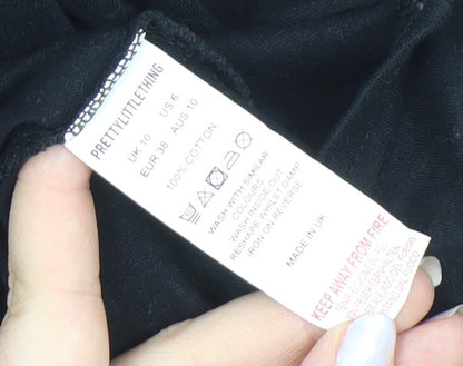 PrettyLittleThing Women's Black T-Shirt, Size 10