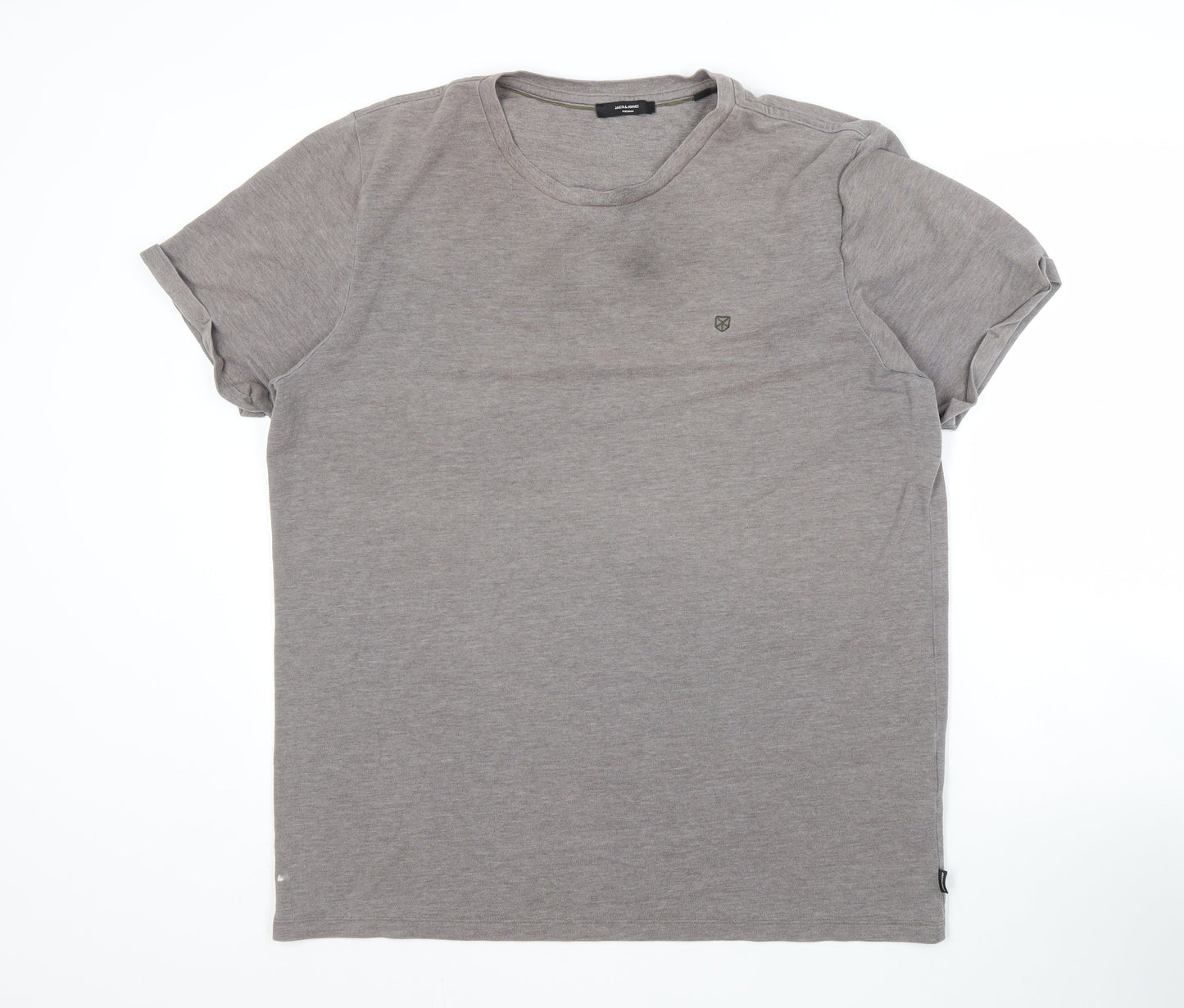 Jack & Jones Men's Grey Crew Neck T-Shirt 2XL Casual