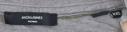 Jack & Jones Men's Grey Crew Neck T-Shirt 2XL Casual