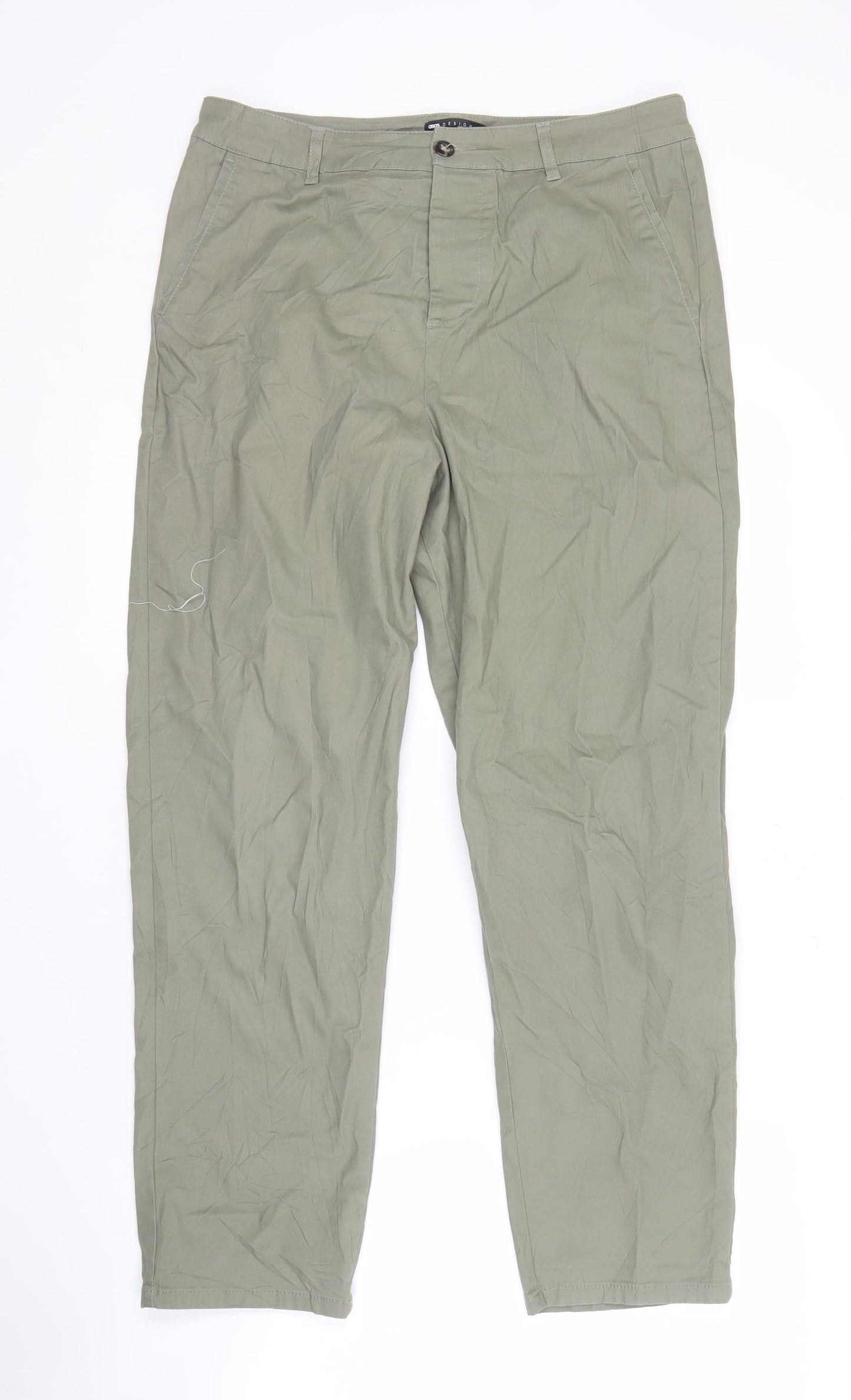 Mens UK Size 32 ASOS DESIGN Regular Fit Chino Green Trousers