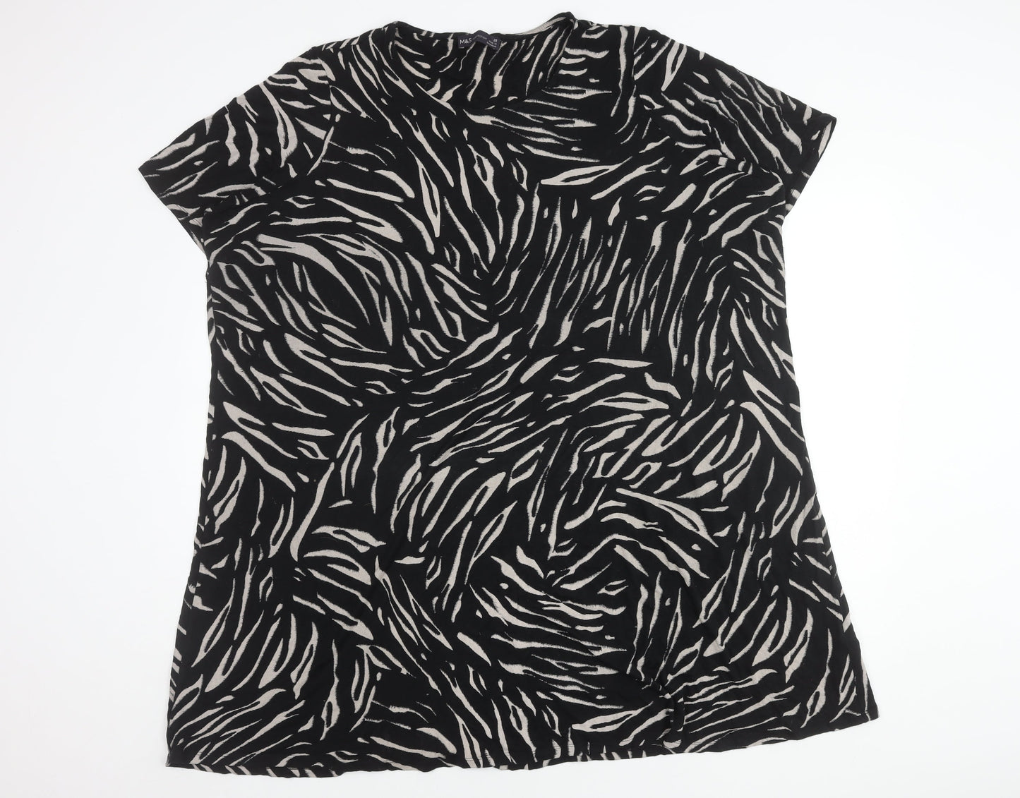 Marks and Spencer Women's Black Animal Print Dress, Size 28