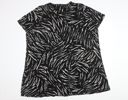 Marks and Spencer Women's Black Animal Print Dress, Size 28