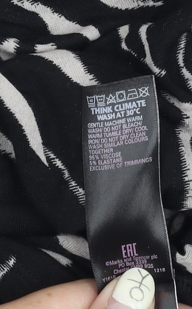 Marks and Spencer Women's Black Animal Print Dress, Size 28